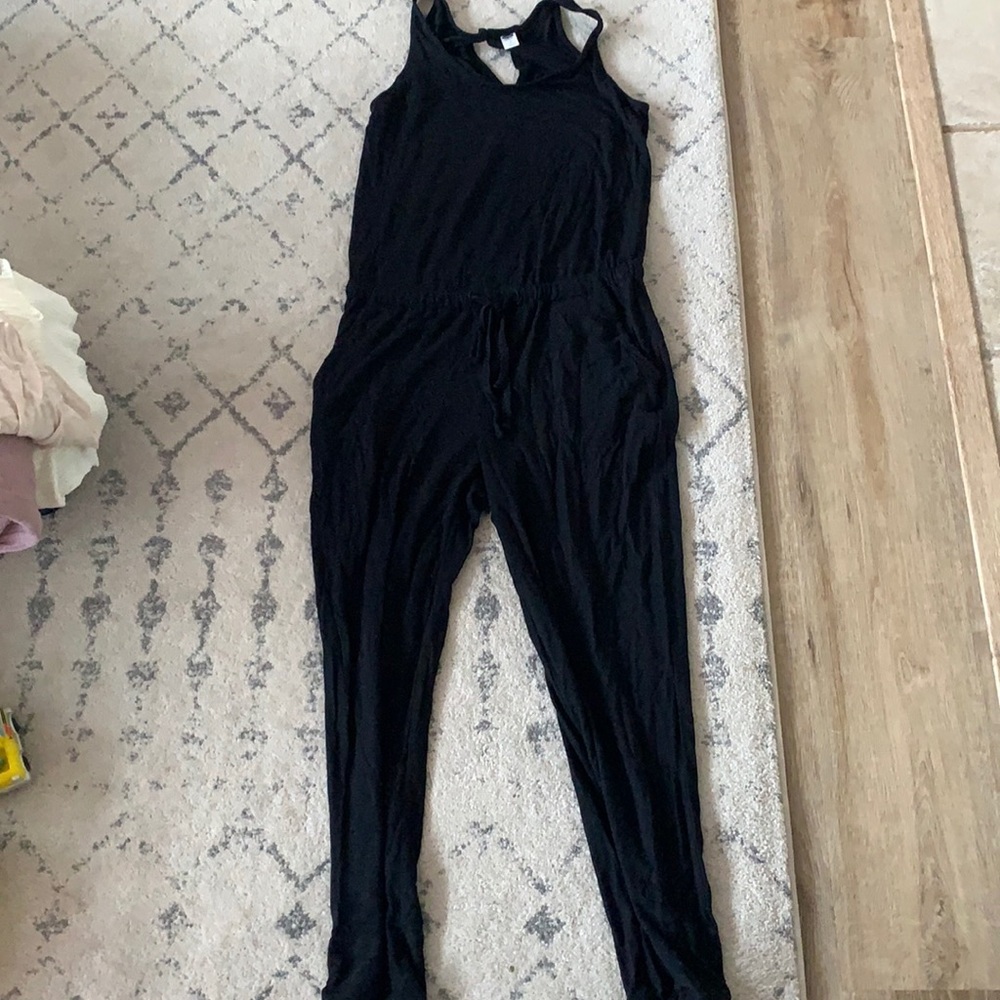 Black sleeveless jumpsuit